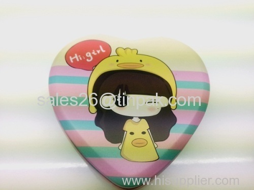 heart shaped girl personal items tin box