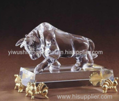 crystal glass bull bison figurine