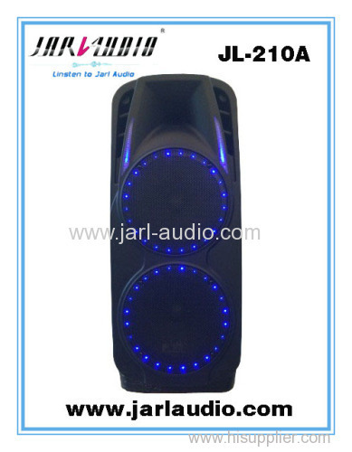 Pro plastic active battery speakers/ portable speakers with USB/SD/BT/Wireless microphones/LED