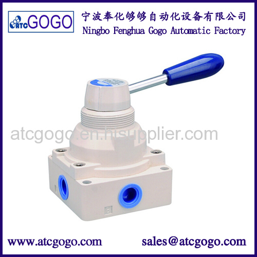 4HV pastic pneumatic hand switch valve for air 4 port manual valve