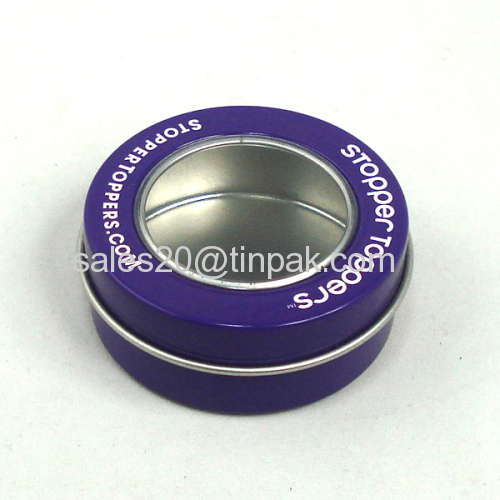 round mint tin case with clear lid window