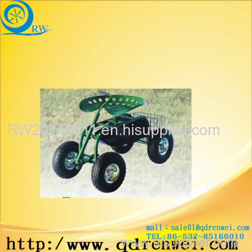 Green Garden Seat Cart With basket
