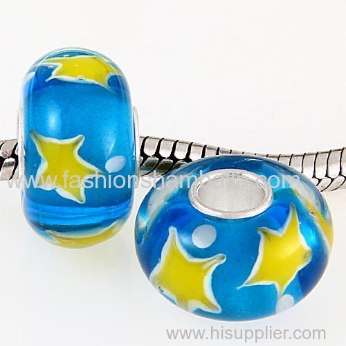 Fashion Handmade Christmas Star Glass Beads in 925 Silver Core Wholesale