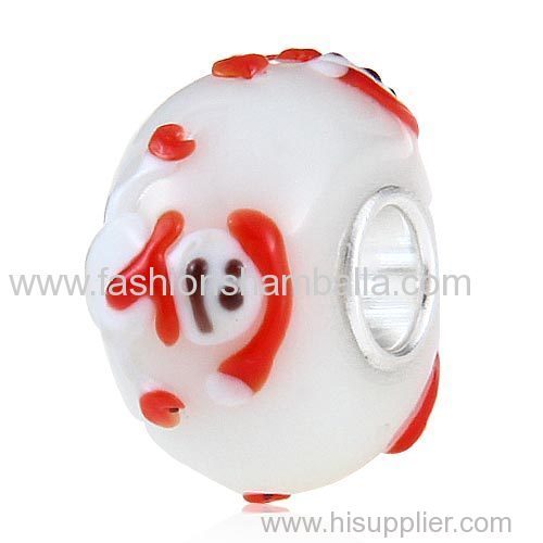 Christmas Snowman Glass Beads in 925 Silver Core