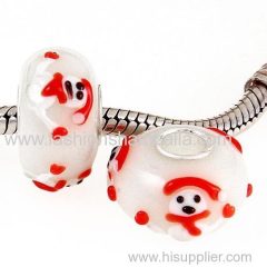 Christmas Snowman Glass Beads in 925 Silver Core