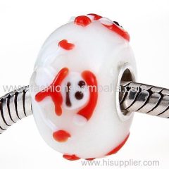 Christmas Snowman Glass Beads in 925 Silver Core