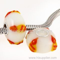 Handmade Christmas Candle Glass Beads in 925 Silver Core