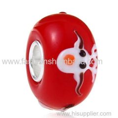 Handmade Christmas sheep Glass Beads in 925 Silver Core