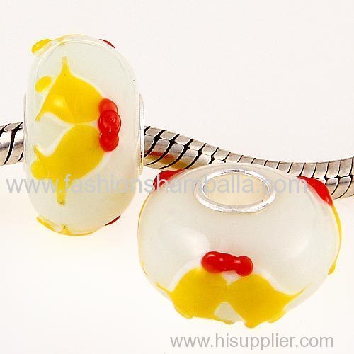 Christmas bell Glass Beads in 925 Silver Core