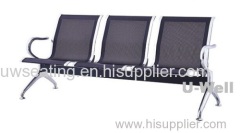 2015 hotsale 3seaters office public airport waiting lounge tandem chair with soft pad silver color