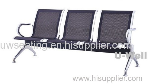 3seaters office public airport waiting lounge tandem chair with soft pad silver color