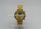 18K Gold Gent Brass Wrist Watch Analog Quartz Movement with shining stones