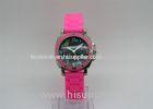 Cute girl Silicone Strap Watch with flower in dial Stainless steel back