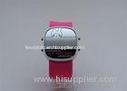 Cartoon Pink square red custom silicone watches LED time and date function mirror glass