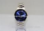 Business Brass Wrist Watch 30m Waterproof , flat raised with blue edge