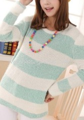 Color stripe round neck Pullover