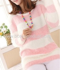 Color stripe round neck Pullover