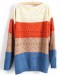 Color stripe round neck girls Pullover