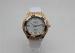 Leather strap round ladies diamond watches gold color epoxy on case