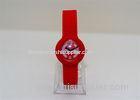 Red Plastic round shape girls analog watches kids silicone watches