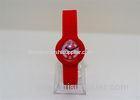 Red Plastic round shape girls analog watches kids silicone watches
