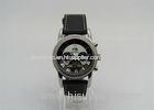 Two sides genuine leather strap Stainless Steel Watches skeleton movement