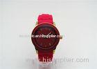18K Gold Unisex Silicone Strap Watch alloy with rubber bezel luminous hands