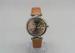 Lady shining Leather Wristband Watch Round Metal Case Quartz Watches