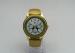 Round golden silicone bezel Leather Strap Watches with luminous hands