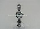 Flower strap Japan movement ladies silver bracelet watch with PNP plating