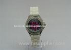 Stylish ladies silicone watches Quartz Japan movement / stones on case