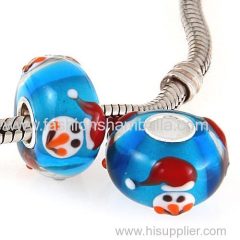 Handmade Christmas Snowman Glass Beads in 925 Silver Core