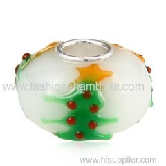 Handmade Christmas tree Glass Beads in 925 Silver Core