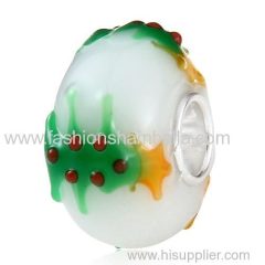 Handmade Christmas tree Glass Beads in 925 Silver Core