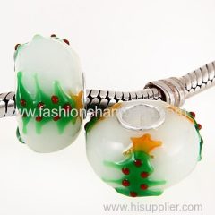 Handmade Christmas tree Glass Beads in 925 Silver Core