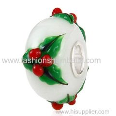 New Design Christmas tree Glass Beads in 925 Silver Core