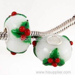 New Design Christmas tree Glass Beads in 925 Silver Core