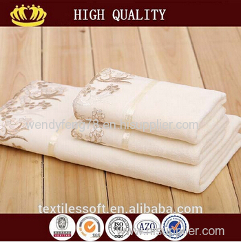 100% cotton fiber luxury cotton towel with lace