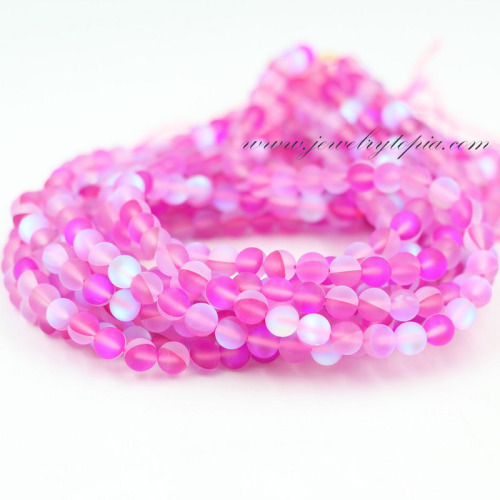 China Wholesale Cheap Imitated Opal Frosted Fuchia Glass Beads Round for Jewelry Making 4 6 8 10 12mm