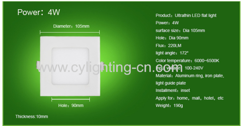 new design ultrathin  square white LED lighting 3W  