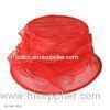 Red Packable and Crushable Fashion Polyester Organza Hat for Women with Satin Sweatband