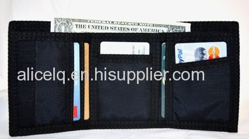 trifold nylon velcro wallet