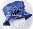 Blue Pretty Ladies Church Hats With Stunning Diamond Chain , Women Church Hat