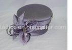 Purple Black Women Church Hats With Rose , Ladies Wedding Hat With Dress Fabric Stripe