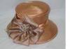 Pink Gold Fancy Ladies' Church Hats , Pleated Nice Fabric Bow Trimming With Diamond Buckle