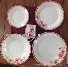 20 PCS White Porcelain Dinnerware Sets with Decal