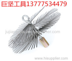 Steel chimney sweep brush