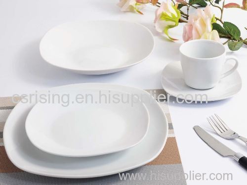 20 PCS White Porcelain Square Dinnerware Sets