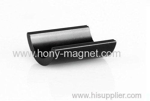 Black epoxy coating bonded neodymium hlaf ring magnet