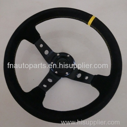 14inch OMP Deep Corn Suede Leather wrap Drifting Steering Wheel